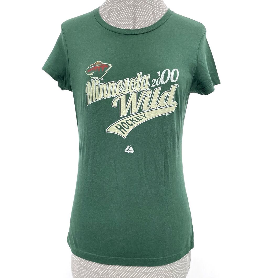 Minnesota Wild Green Hockey Tee Short Sleeve Majestic Top Fan Gear NHL Sports S